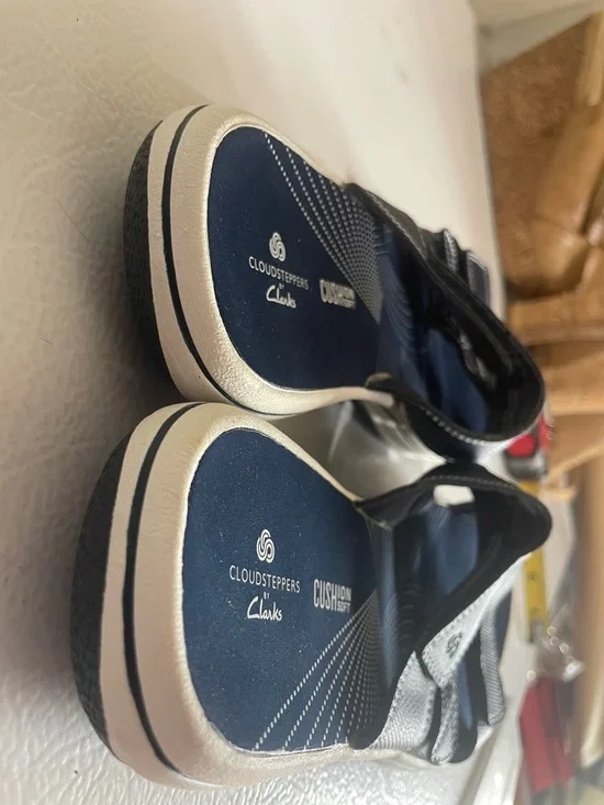 Clarks Cloudsteppers Cushion Soft Navy Slide In Sandals. Good Condition. Size 6M - Picture 5 of 14